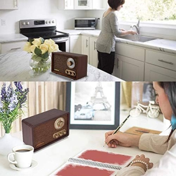 Tronsmart FM AM Radio Retro Wood Radio with Bluetooth Play Mp3